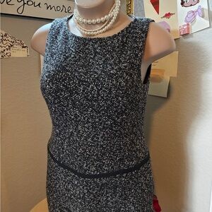 Adrienne Vittadini Black and White Tweed Sheath Dress